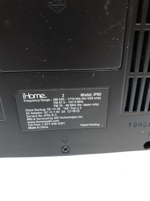 iHome iP90Z Alarm Clock/Radio/Dock for iPhone/iPod & Aux in for MP3 Players &