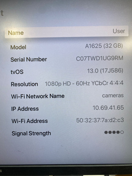 Apple TV HD A1625  32 GB With Remote APPLE STREAMING BOX HD 1080p Q