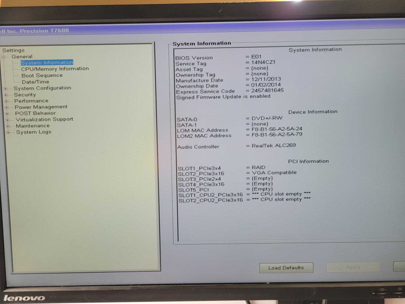 Dell Precision T7600, Xeon E5-2620 2.0GHz, 16GB, PERC H710p, 1x 3.5\\" HDD Tray _