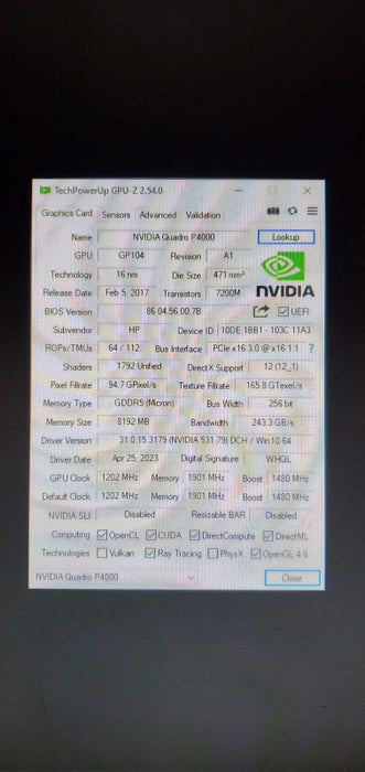 Nvidia Quadro P4000 8GB GPU (With Bracket) *READ @