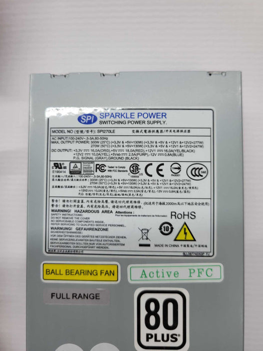 Sparkle Power SPI270LE 80PLUS Active PFC 270W ATX Power Supply Q