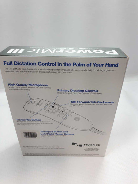 New Nuance PowerMic III Handheld USB Dictation Microphone &