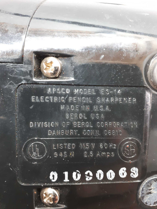 Vintage APSCO Berol Electric Pencil Sharpener Model ES-14 &