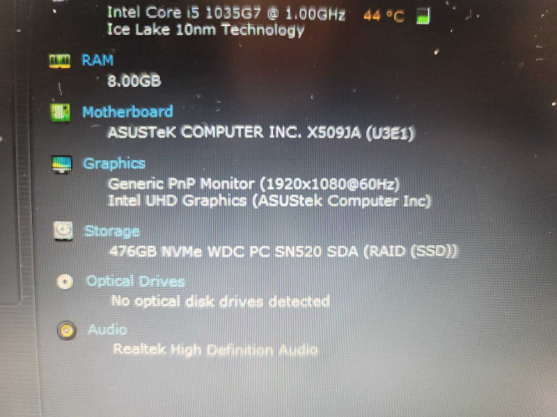 ASUS NoteBook X509J i5-1035G7, 8GB DDR4, 512GB SSD QÎ²