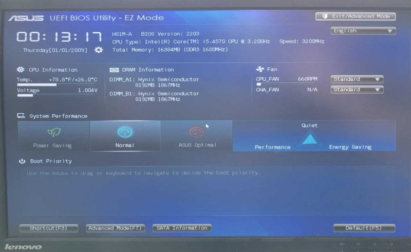 Intel Core i5-4570 @ 3.20GHz - ASUS HB1M-A - 16GB DDR3