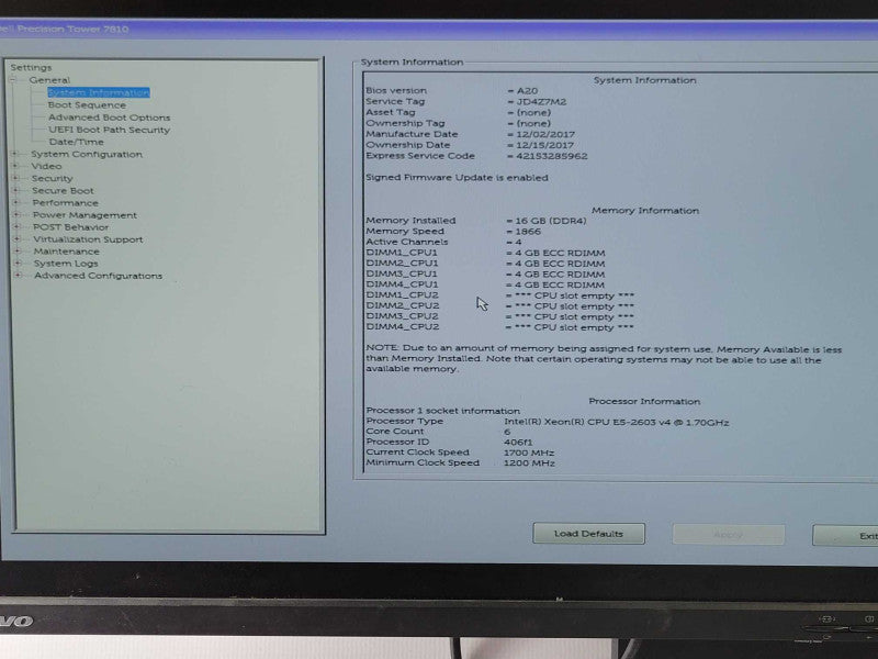 Dell Precision T7810, 1x Xeon E5-2603v4 1.7GHz, 16GB DDR4, NVS310, 500GB HDD _