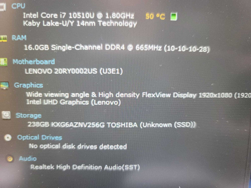 Lenovo ThinkPad T490 i7-10510U @ 1.80GHz, 16GB DDR4, 256GB SSD QÎ²