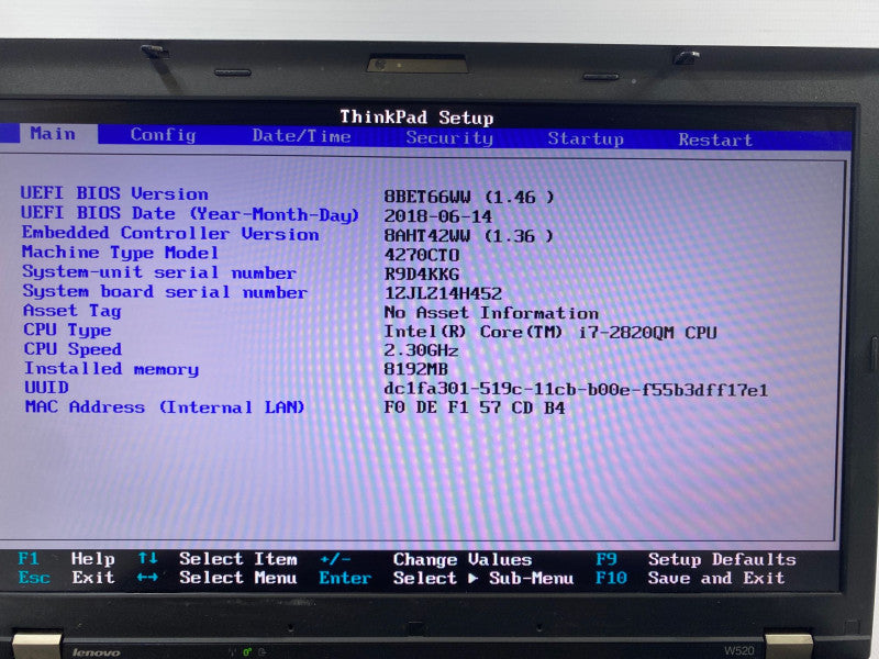 Lenovo ThinkPad W520 Workstation Laptop i7-2820QM QUADRO M2000M 8GB 120 SSD