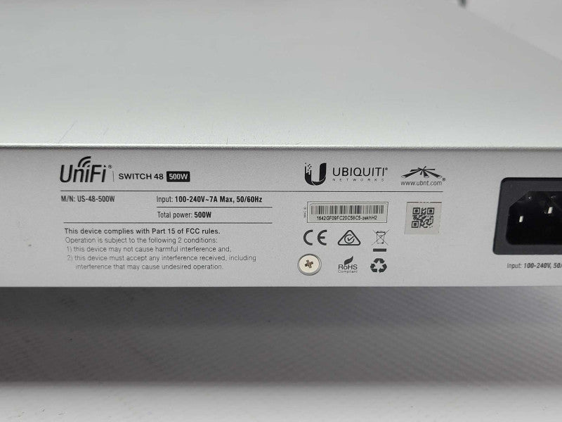 Ubiquiti UniFi US-48-500W 48-Port POE Rack Mountable Switch Read Q_