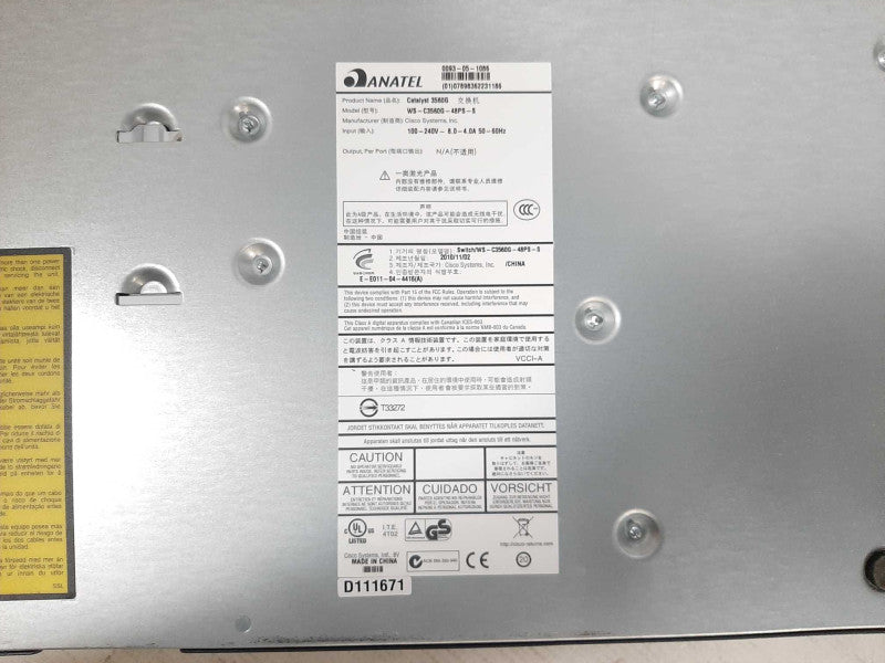 Cisco WS-C3560G-48PS-S 48 Port PoE 3560G Gigabit Switch Q$