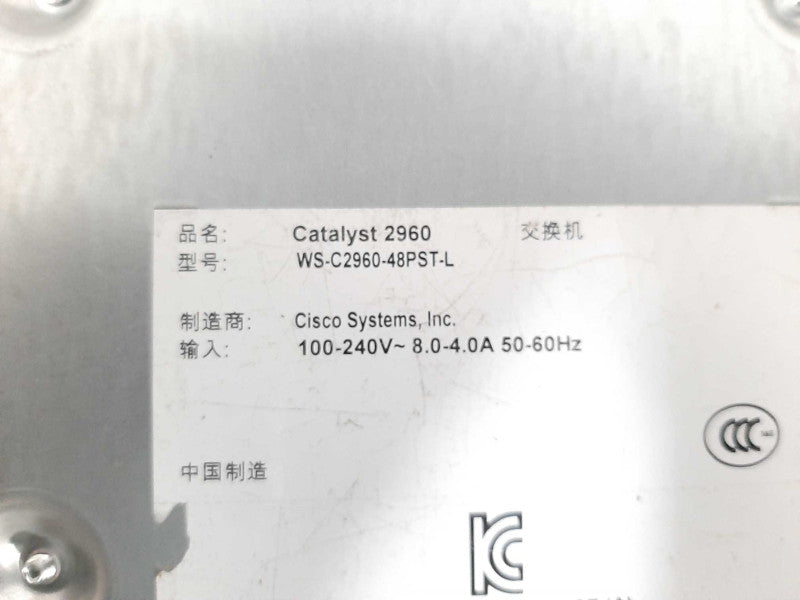 Cisco Catalyst 2960 WS-C2960-48PST-L 48-Port Rack-Mountable PoE Switch $