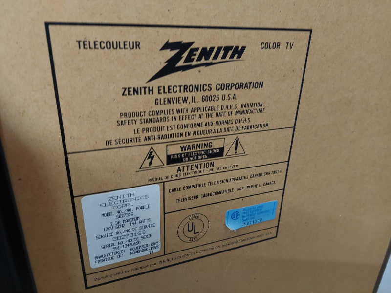 Zenith Colour TV 27\\" CRT Model: SB2731G