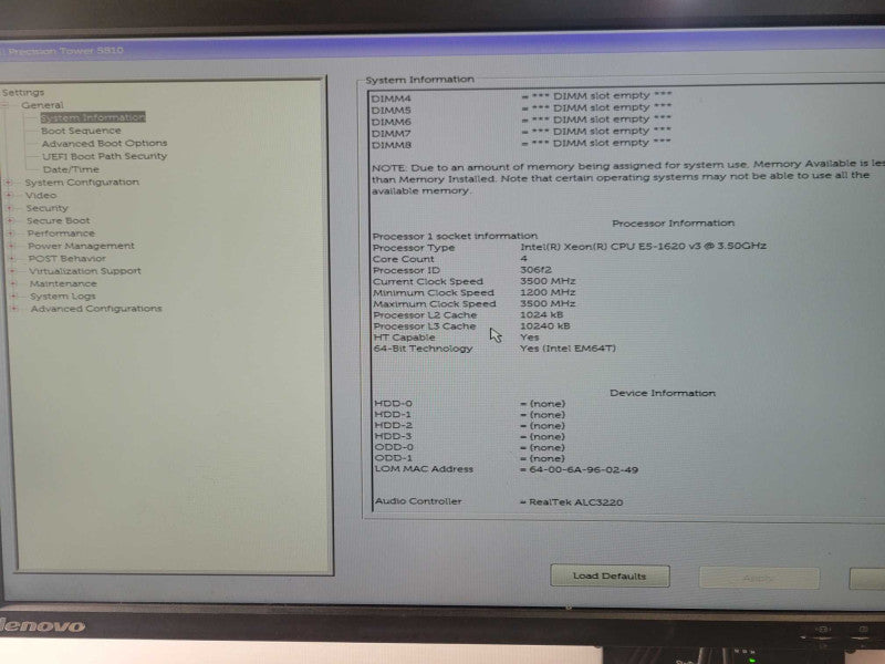 Dell Precision T5810 Xeon E5-1620v3 3.5GHz, 8GB DDR4, 2x HDD Trays, w/ GPU Q_