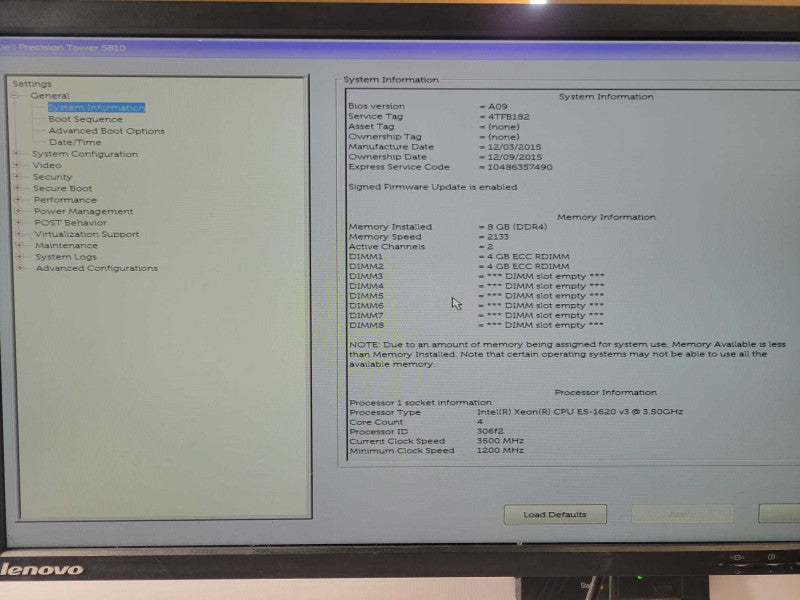 Dell Precision T5810 Xeon E5-1620v3 3.5GHz, 8GB DDR4, 2x HDD Trays, M2000 GPU Q_