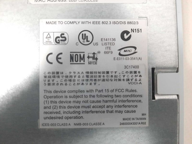 3COM 3c17400 switch 3824 SuperStack 3 Switch 3824 24x10/100/1000 +4x SFP port $