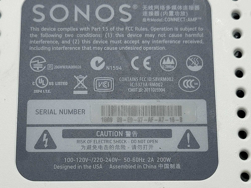 Sonos Connect:Amp Media Streamer Read _