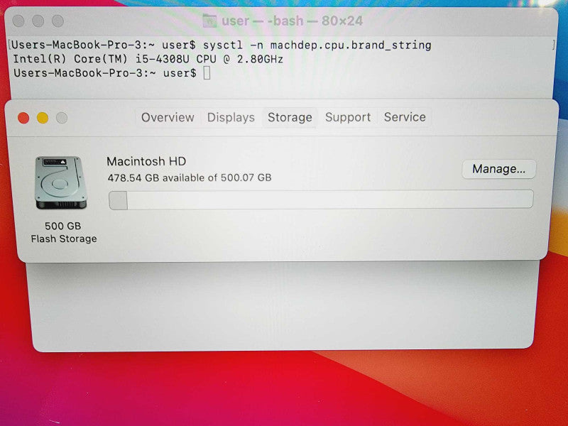 Apple Macbook 2014 13\\" Core i5-4308U @ 2.8GHz 8GB DDR3 500GB SSD (