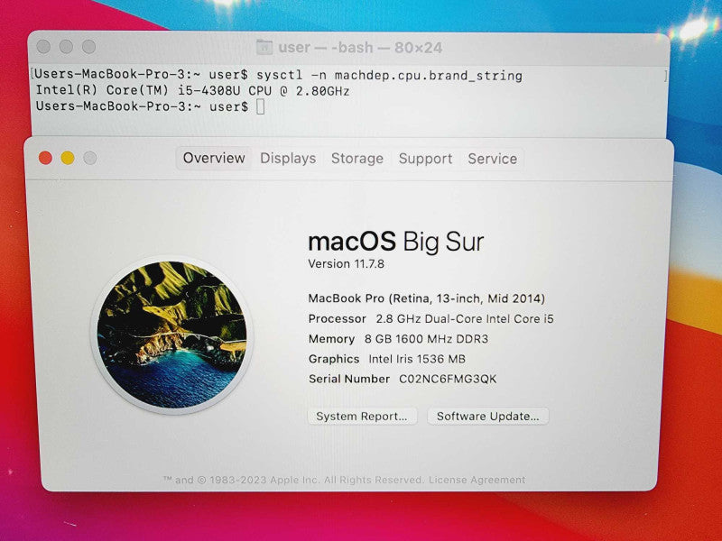 Apple Macbook 2014 13\\" Core i5-4308U @ 2.8GHz 8GB DDR3 500GB SSD (