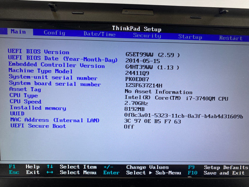 Lenovo ThinkPad W530 Workstation Laptop i7-3740QM Quadro K2000M 8GB RAM 240GB