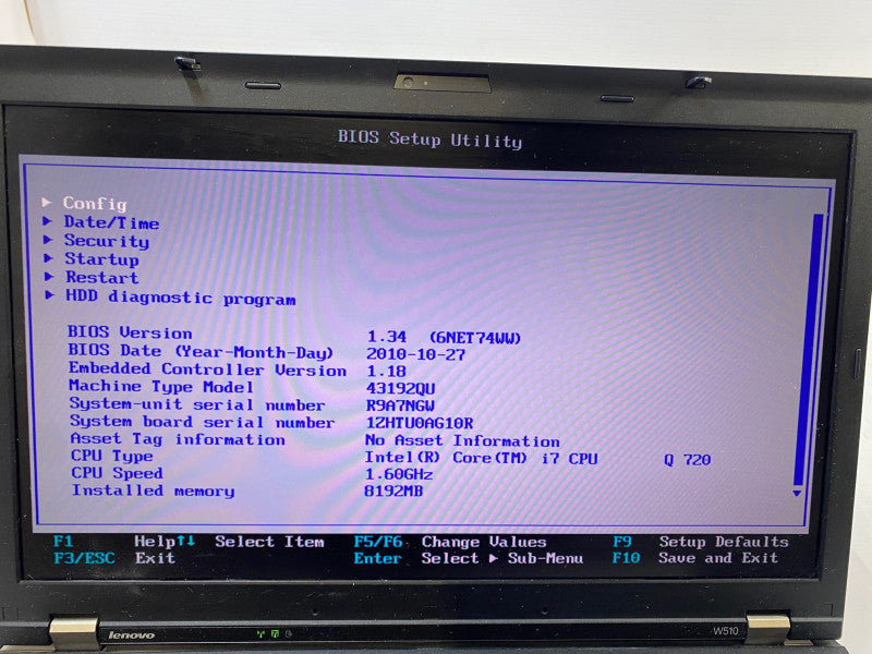 Lenovo ThinkPad W510 Workstation Laptop i7-720QM Quadro FX880M 8GB RAM 120GB