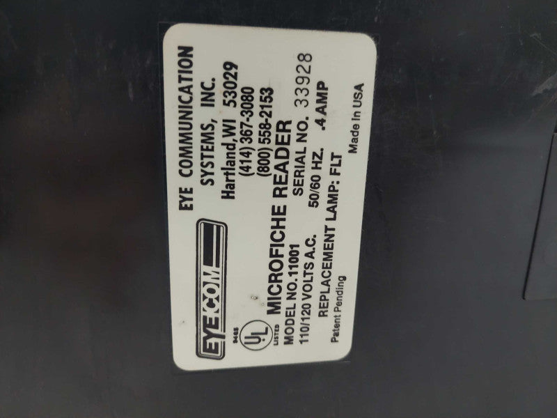Eyecom 1100 Microfiche Reader Model: 11001