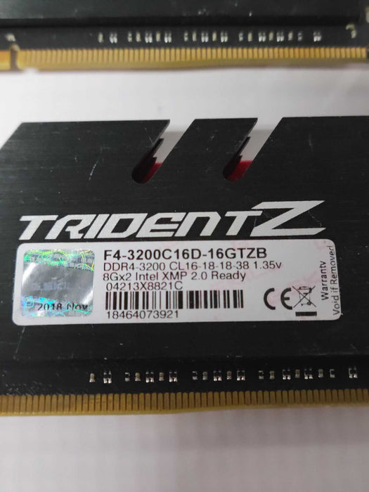 G.SKILL TridentZ - 16GB (2x8GB) DDR4-3200 CL16-18-18-38 XMP 2.0