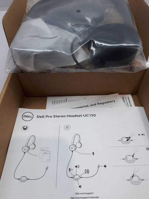 New Dell OEM Pro UC150 USB Stereo Headset  Microphone  &