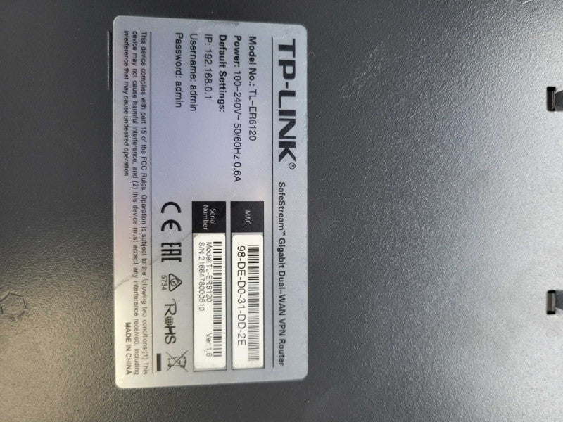TP-Link TL-ER6120 SafeStream Gigabit Multi-WAN VPN Router