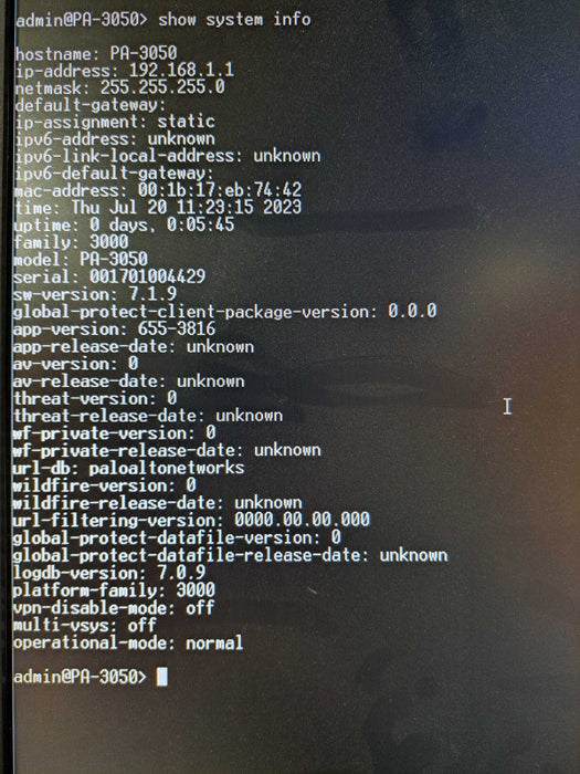 Palo Alto PA-3050 Firewall Security Appliance Q)