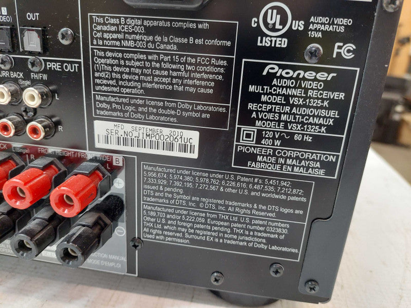 Pioneer Multi channel receiver Model: VSX-1325-K