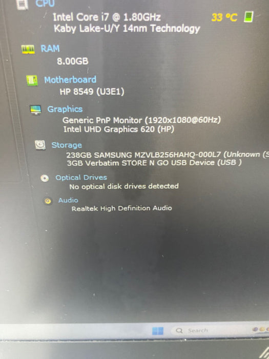 HP EliteBook 840 G6 Laptop i7-8565U 8 GB RAM 256 GB SSD Q