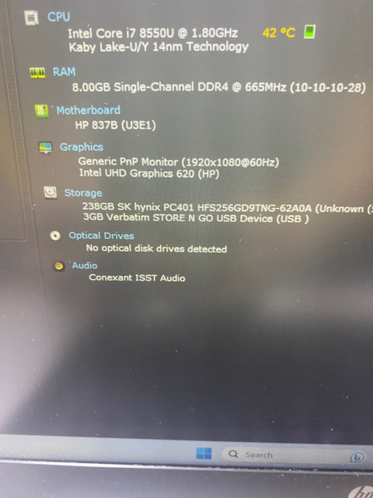 HP ProBook 440 G5 Laptop Intel i7-8550U @ 1.8 GHz 8 GB RAM 256 GB SSD READ