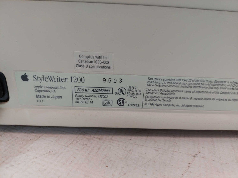 Apple Stylewriter 1200 Printer Model: M2003
