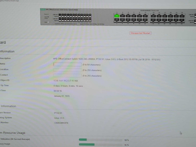 HPE Office Connect Switch 1820 24G J9980A  _