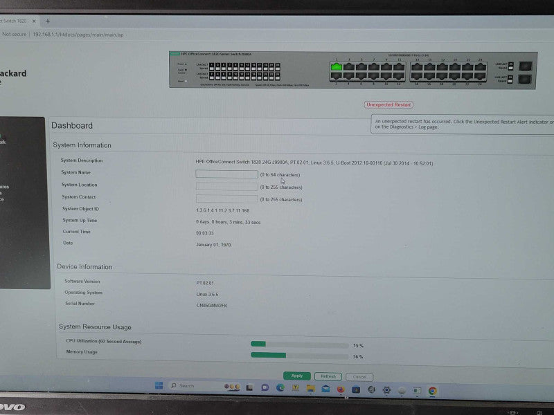 HPE Office Connect Switch 1820 24G J9980A  _