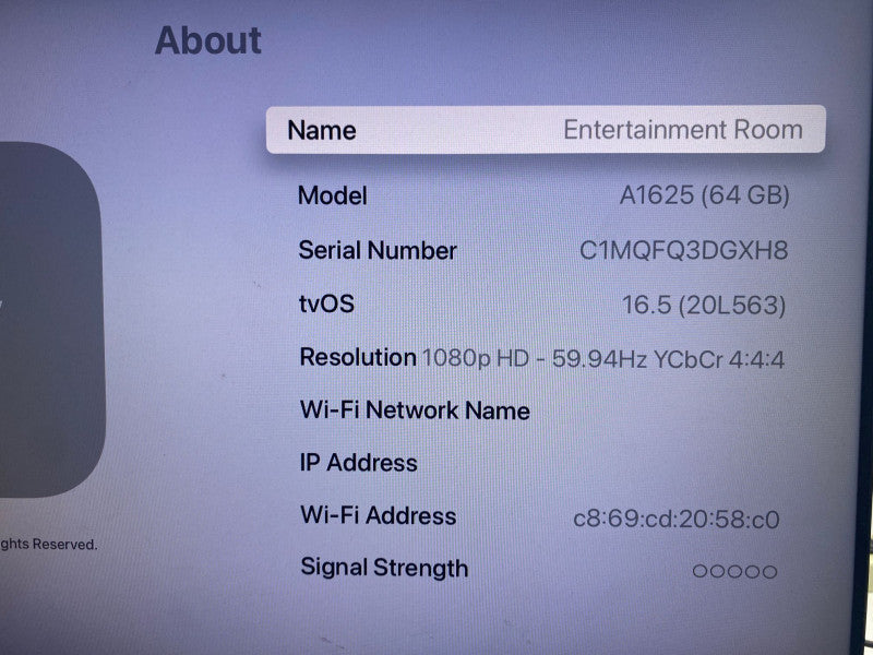 Apple TV A1625 64GB Apple Streaming Box With Remote