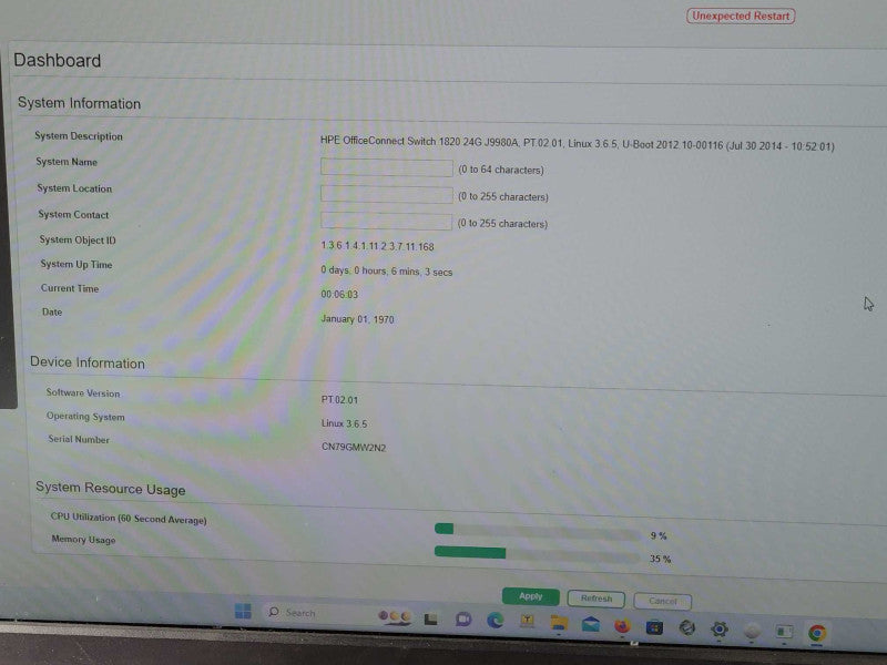 HPE Office Connect Switch 1820 24G J9980A with Rack mount ears _