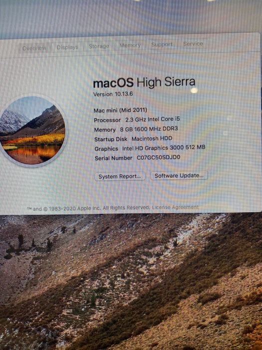 Apple Mac mini Mid 2011 Intel Core i5-2415M @ 2.3 GHz 8 GB RAM 500 GB HDD