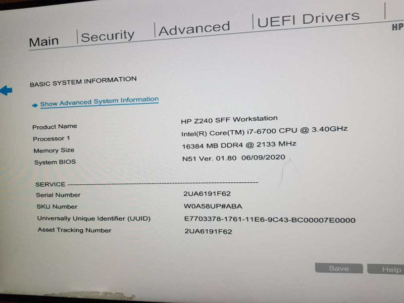 HP Z240 Workstation SFF Intel i7- 6700 CPU @ 3.40GHz 16GB Q