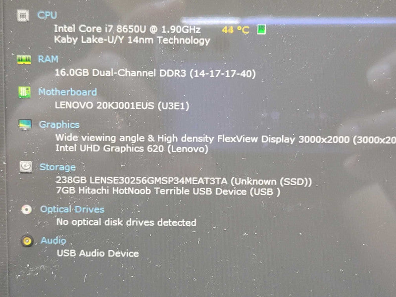 Lenovo ThinkPad X1 Tablet Gen3, Core I7-8650U, 16GB DDR4, 250GB SSD, SEE _