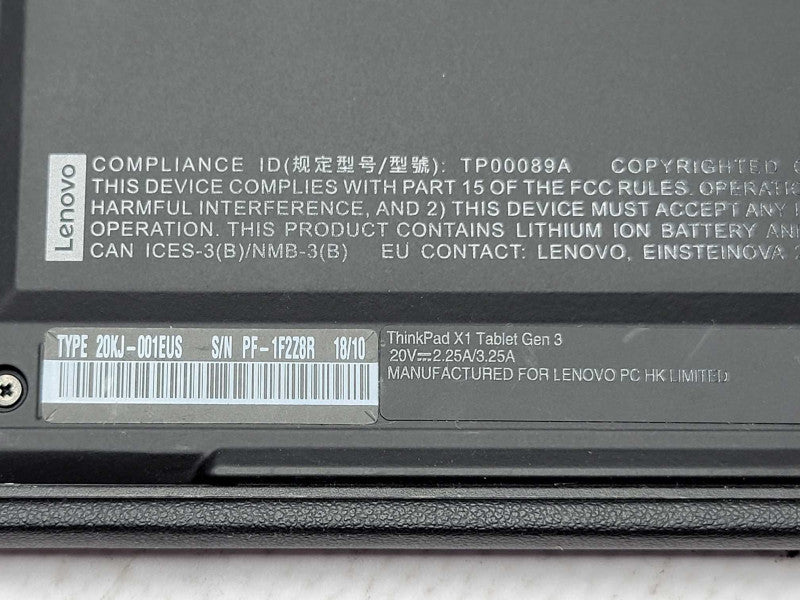 Lenovo ThinkPad X1 Tablet Gen3, Core I7-8650U, 16GB DDR4, 250GB SSD, SEE _