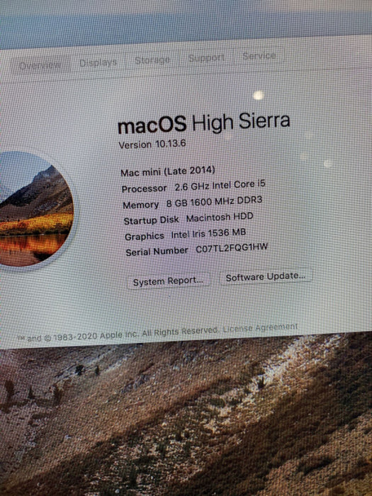 Apple Mac mini Late 2014 Intel Core i5-4278U 8 GB RAM 1 TB HDD
