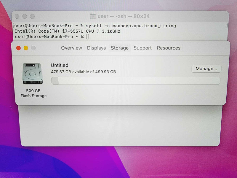 Apple Macbook Pro Retina 2015 13\\" Core i7-5557U @ 3.1GHz 16GB DDR3 500GB SSD (