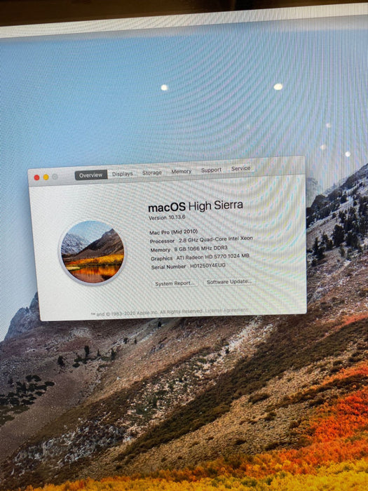 Apple Mac Pro 2010 Quad-Core Xeon W3530 Radeon HD 5770 1024 MB 8GB RAM READ!