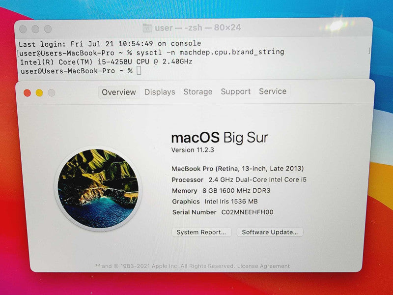 Apple Macbook Pro Retina 2013 13\\" Core i5-4258U @ 2.4GHz 8GB DDR3 250GB SSD [Read] (