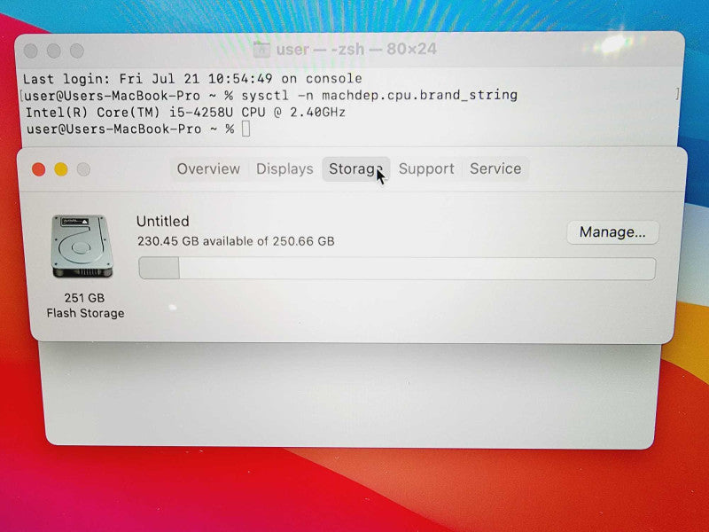 Apple Macbook Pro Retina 2013 13\\" Core i5-4258U @ 2.4GHz 8GB DDR3 250GB SSD [Read] (