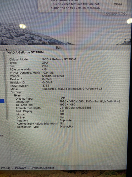Apple iMac 21-5-Inch Late 2013 Intel Core i5-4570S GeForce GT750M 8GB RAM 1TB