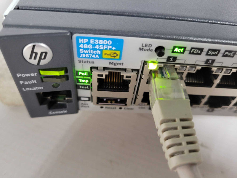 HP E3800 48G-4SFP+ J9574A PoE Gigabit Managed Switch 2x PSU !