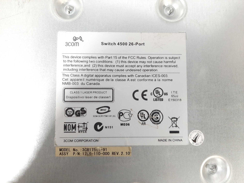 3Com 3CR17561-91 SuperStack 3 4500 24-Port 10/100 HP E4500-24 JE045A $