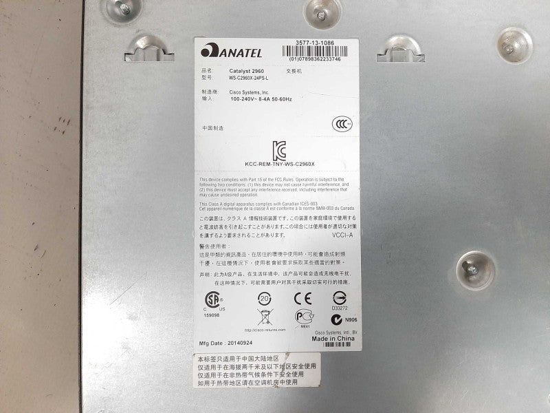 Cisco 2960X Series Network Switch WS-C2960X-24PS-L - Factory Reset $